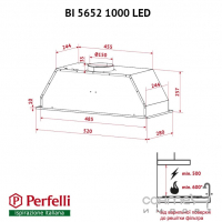 Вбудована витяжка Perfelli BI 5652 1000 LED кольору в асортименті