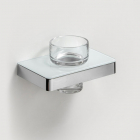 Подвесной стакан с держателем Liberta Glass Steel белое стекло/полированная нержавеющая сталь (хром)