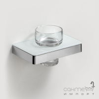 Підвісна склянка з тримачем Liberta Glass Steel біле скло/полірована нержавіюча сталь (хром)