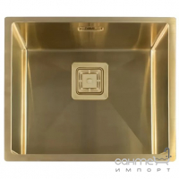 Прямоугольная кухонная мойка на одну чашу Fabiano Quadro 53 Nano Gold 530х440 золото