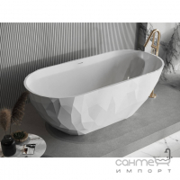 Овальна ванна з литого мармуру Miraggio Sapfire 1650 Miramarble біла глянсова