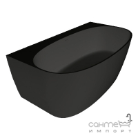 Пристінна ванна з мармуру литого Miraggio Anna Mirasoft Black 1600x850 чорна матова
