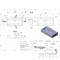 Раковина на столешницу из литого мрамора Miraggio Oskar Mirasoft Black матовая черная