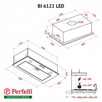 Вбудована витяжка Perfelli BI 6122 LED кольори в асортименті, 550 м3ч