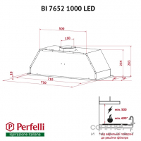 Встраиваемая вытяжка Perfelli BI 7652 1000 LED цвета в ассортименте, 1000 м3\ч