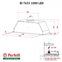 Встраиваемая вытяжка Perfelli BI 7653 I 1000 LED нержавеющая сталь, 1000 м3/ч