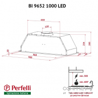 Встраиваемая вытяжка Perfelli BI 9652 I 1000 LED нержавеющая сталь, 1000 м3/ч