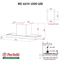 Вбудована витяжка Perfelli BIC 6654 I 1000 LED нержавіюча сталь, 1000 м3/год