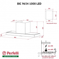 Вбудована витяжка Perfelli BIC 9654 I 1000 LED нержавіюча сталь, 1000 м3/год