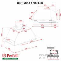 Вбудована витяжка Perfelli BIET 5854 1200 LED кольори в асортименті, 1200 м3ч