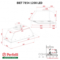 Вбудована витяжка Perfelli BIET 7854 1200 LED кольори в асортименті, 1200 м3ч