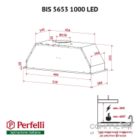 Вбудована витяжка Perfelli BIS 5653 1000 LED кольору в асортименті, 1000 м3ч