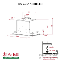 Встраиваемая вытяжка Perfelli BIS 7633 I 1000 LED нержавеющая сталь, 1000 м3/ч