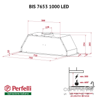 Вбудована витяжка Perfelli BIS 9653 I 1000 LED нержавіюча сталь, 1000 м3/год
