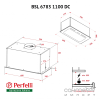 Вбудована витяжка Perfelli BSL 6783 1100 DC кольору в асортименті, 1100 м3ч