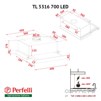 Телескопічна кухонна витяжка Perfelli TL 5316 WH 700 LED біла, 700 м3/год