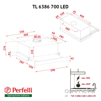 Телескопическая кухонная вытяжка Perfelli TL 6386 I 700 LED нержавеющая сталь, 700 м3/ч