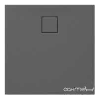 Квадратный душевой поддон с сифоном Cersanit Tako Slim CET B455 900х900 матовый серый