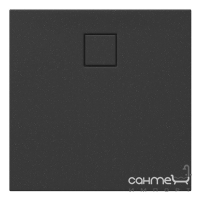 Квадратный душевой поддон с сифоном Cersanit Tako Slim CET B458 800х800 матовый черный