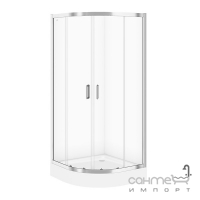 Напівкругла душова кабіна без піддону Cersanit Arteco 900x900x1900 профіль хром/прозоре скло