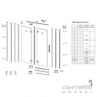 Душові двері в нішу Cersanit Crea 90x2000 профіль хром/прозоре скло, лівостороння