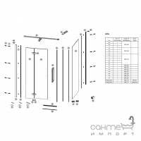 Квадратна душова кабіна без піддону Cersanit Jota 900x900x1950 профіль хром/прозоре скло, лівостороння