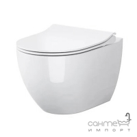 Підвісний безободковий унітаз із сидінням дюропласт slim softclose Cersanit Zen CleanOn SZCZ1002486324 білий