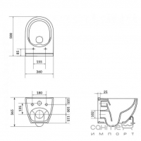 Підвісний безободковий унітаз із сидінням дюропласт slim softclose Cersanit Zen CleanOn SZCZ1002486324 білий