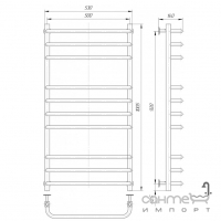 Водяна сушка для рушників Елна-Сервіс Стандарт Люкс 10 1005х530х140 хром