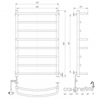 Электрический полотенцесушитель Элна-Сервис Каскад 8 810х530х280 черный, с регулятором на вилке