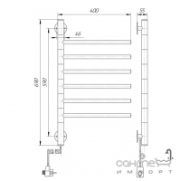 Электрический полотенцесушитель Элна-Сервис Вертикаль 6 690х400х55 белый, с регулятором на вилке