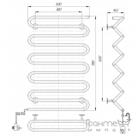 Электрический полотенцесушитель Элна-Сервис Волна 11 780х500х140 белый, с регулятором на вилке