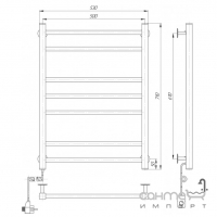 Электрический полотенцесушитель Элна-Сервис Классик Элит 7 710х530х75 белый, с регулятором на вилке