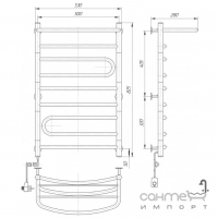 Электрический полотенцесушитель с полкой Элна-Сервис Парус Slim 8 825х530х280 белый, с регулятором на вилке