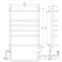 Электрический полотенцесушитель Элна-Сервис Стандарт 6 640х480х140 белый, с регулятором на вилке