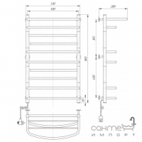 Электрический полотенцесушитель Элна-Сервис Элна Mix 9 865х530х280 белый, с регулятором на вилке