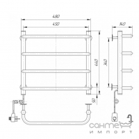Электрический полотенцесушитель Элна-Сервис Стандарт 4 440х480х140 хром, с регулятором на вилке