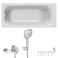 Акрилова прямокутна ванна Kolpa-San Evelin 170x70 із сифоном + змішувач для ванни Tres Canigo з душовим гарніром