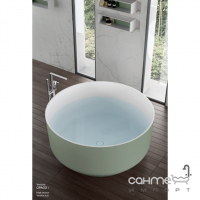 Кругла окрема ванна зі штучного каменю Hafro Fio біла всередині/кольорова матова зовні