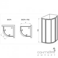 Боковой элемент душевой кабины Ravak Supernova SKCP4-90 195 Grape 3117O102ZG белый