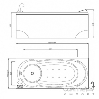 Прямокутна акрилова ванна з сифоном, каркасом та передньою панеллю Doctor Jet PRIMA-B 170х83 h60/66 біла