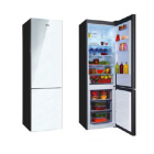 Двокамерний холодильник з нижньою морозильною камерою Fabiano FSR 6036WG White Glass фасад біле скло