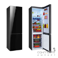 Двокамерний холодильник з нижньою морозильною камерою Fabiano FSR 6036BG Black Glass фасад чорне скло