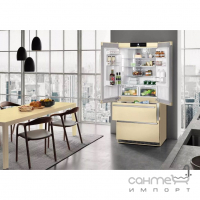 Двухкамерный холодильник Side-by-Side с нижней морозильной камерой Liebherr CBNbe 6256 бежевый