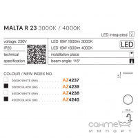 Потолочный LED-светильник Azzardo Malta R 23 3000K 18W AZ4239 черный
