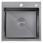 Квадратная кухонная мойка из нержавеющей сталь Lidz PVD H5050B 3.0/0.8 мм Brush Black черная