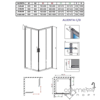 Квадратна душова кабіна Radaway Alienta C 900x900x1900 10239090-01-01 хром/прозоре скло