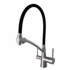 Змішувач для кухні з гнучким виливом та виливом для фільтрованої води Globus Lux Lazer GLLR-0700-8-STSTEEL