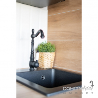 Прямокутна гранітна кухонна мийка на одну чашу Laveo Monchichi SBO_710Y чорна