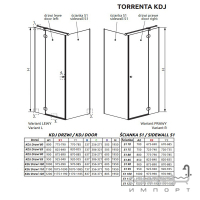 Двері душової кабіни Radaway Torrenta KDJ 900Lx1950 133290-01-01L хром/прозоре скло
